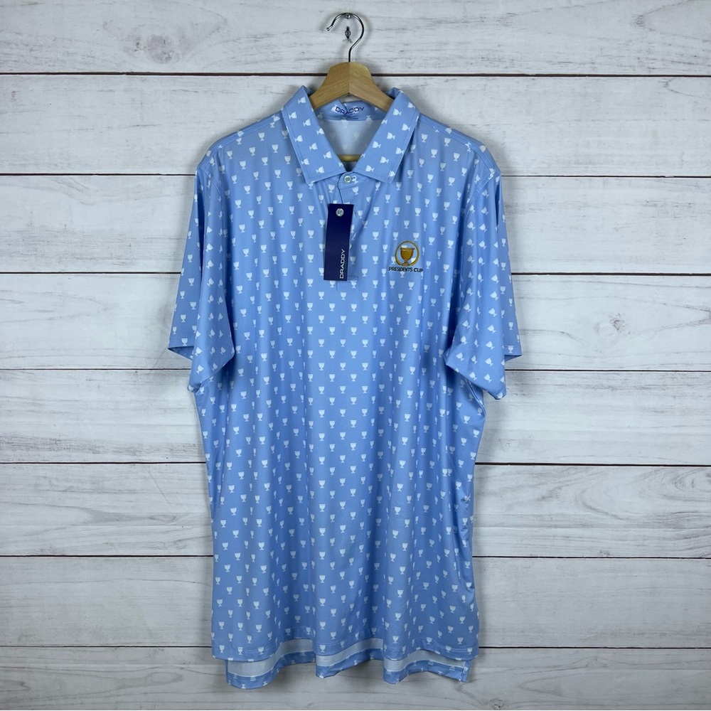 NWT Draddy Sport Presidents Cup Print Golf Polo Shirt XL RARE